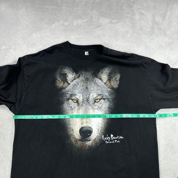 Rocky Mountain National Park Shirt Mens XXL Black Wolf Graphic Long Sleeve - Picture 6 of 9